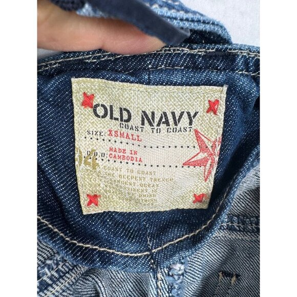 VTG Old Navy low rise Straight leg carpenter denim overall Y2K sz XS - Picture 3 of 7